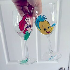 The Little mermaid hand painted Wine glasses